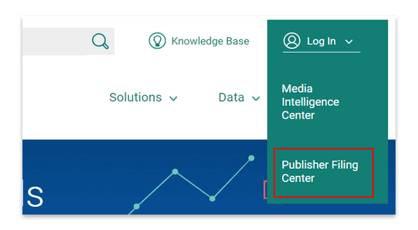 Publisher Filing Center login