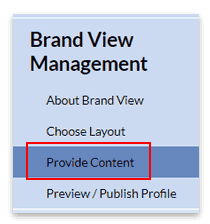 Select Provide Content from the left-hand menu.