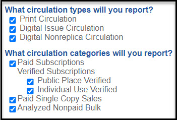 Check the applicable circulation categories.