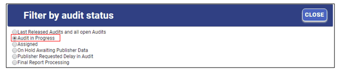 Filtering by audit status