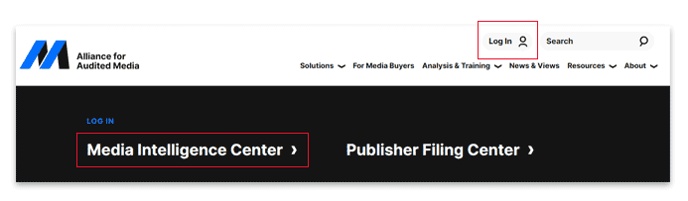 Log in to the Media Intelligence Center