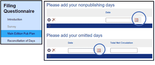 Indicate omitted and nonpublishing days.
