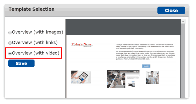 Select the Overview template with video.