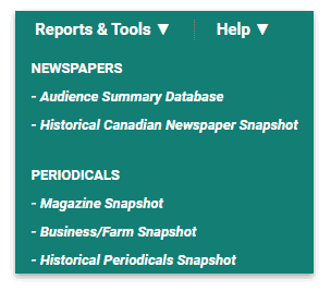 Reports & Tools menu