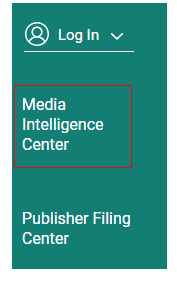 Select Media Intelligence Center link from the drop-down menu