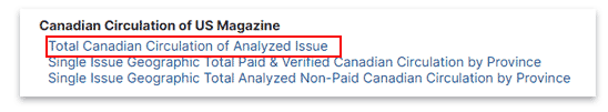 Select Total Canadian Circulation of Analyzed Issue report