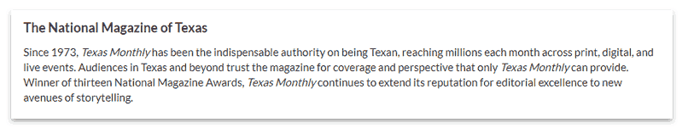 Texas Monthly Brand View promo text