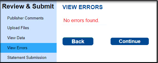 View Errors section