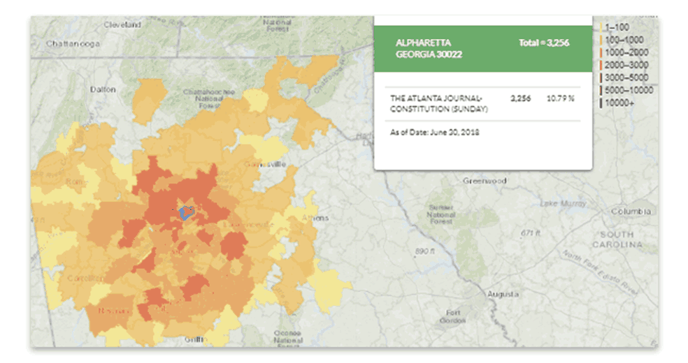Use the Distribution Map to pinpoint ZIP code data.
